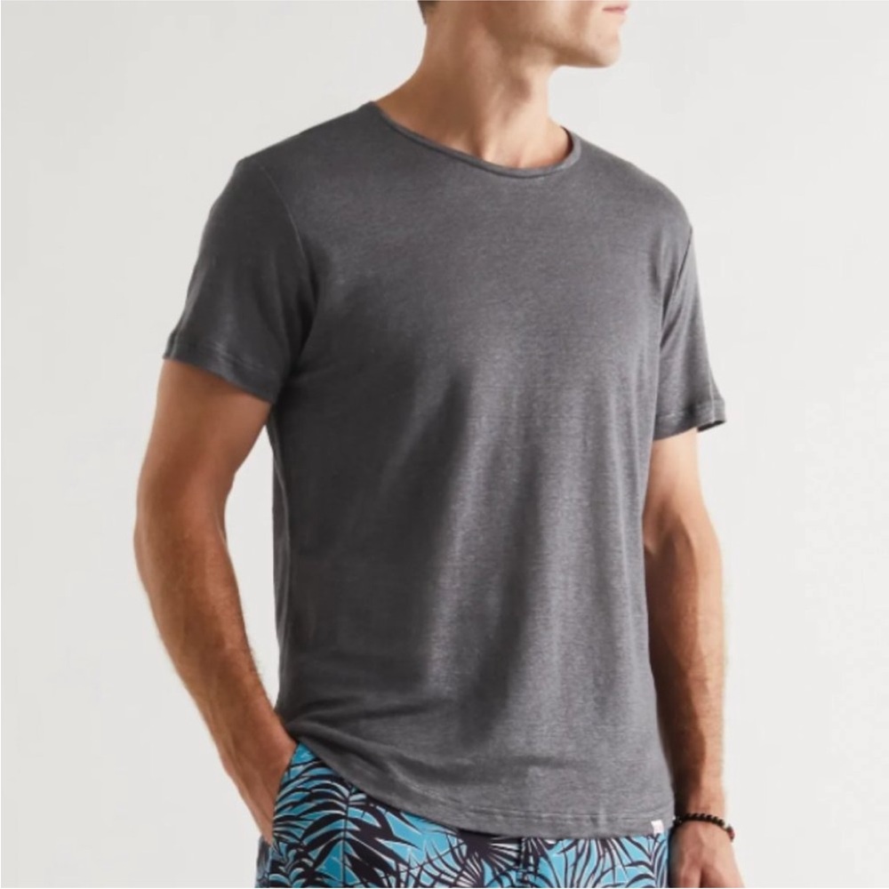 Orlebar Brown OB-T Slim-Fit Linen T-Shirt Grey LG